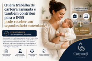 Quem trabalha de carteira assinada e também contribui para o INSS pode receber um segundo salário-maternidade?